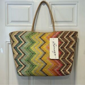 Banago handwoven Artisan Large tote bag, Seagrass Cotton, Bohemian Beach, NWT
